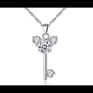 New white gold filled key necklace